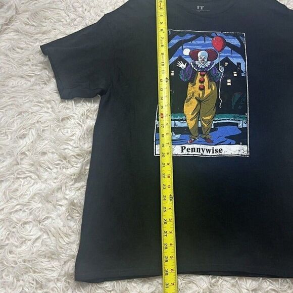 IT Pennywise Mens Short Sleeve Black Crewneck T-Shirt Clown Halloween Horror XL - Picture 6 of 8